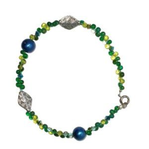 Anklet Handcrafted MAde With Real Blue Pearls About 9"